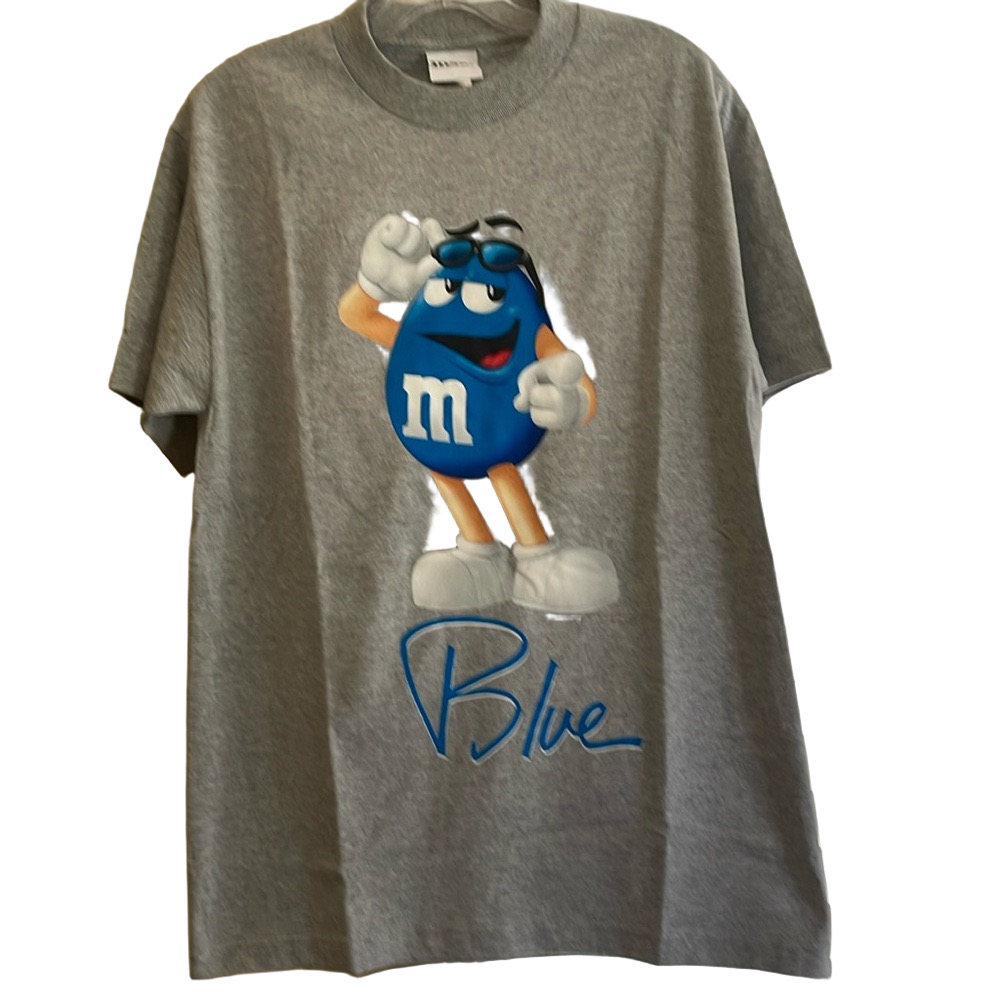 M&M’s Blue on gray T-Shirt New!